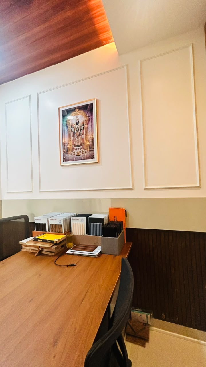 Vasvik Interiors office — laminate and finish sample books