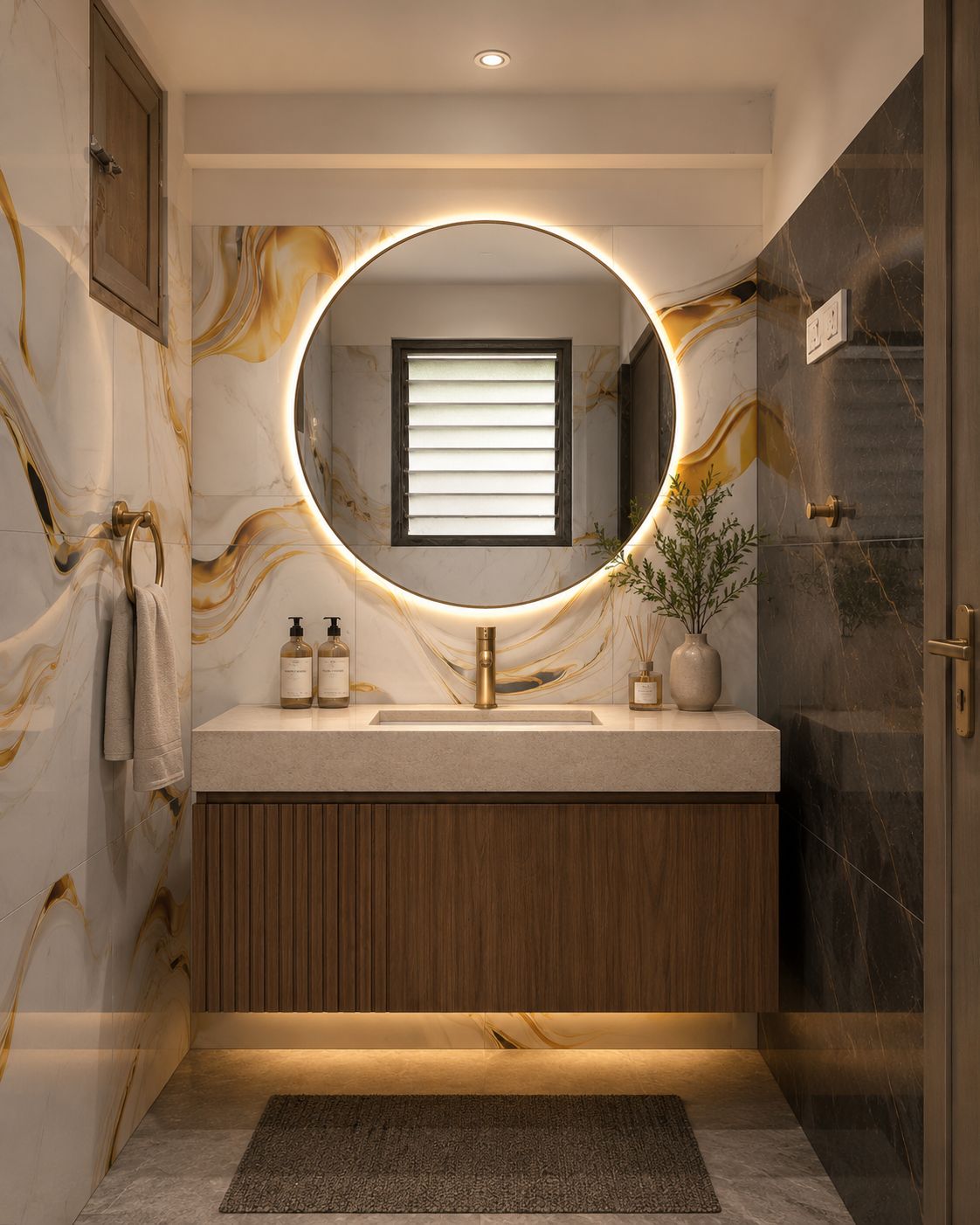 Bathroom — Backlit Mirror & Floating Vanity