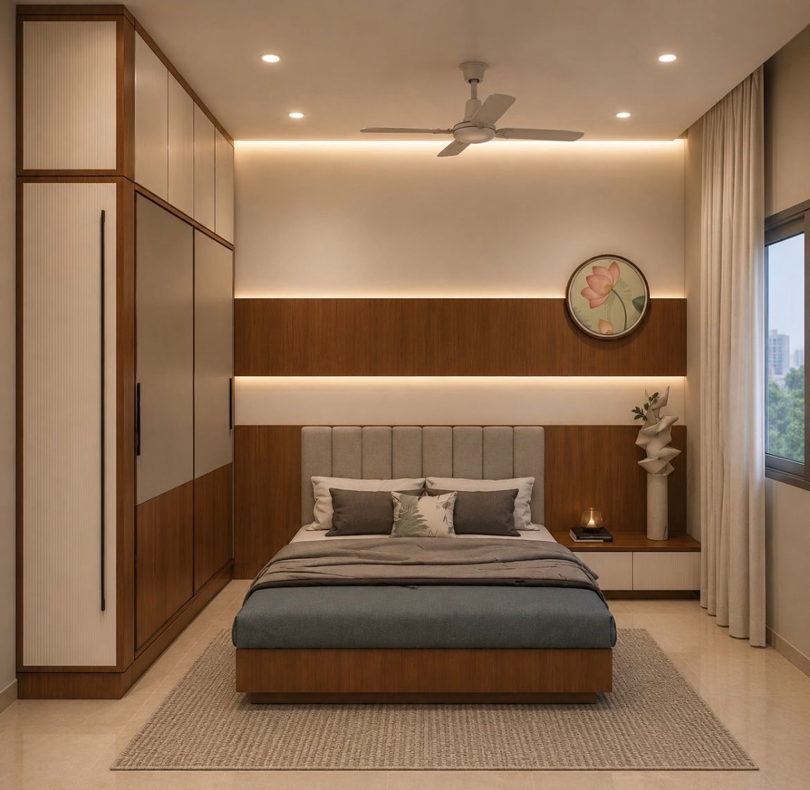Bedroom — Wood-Panelled Headboard
