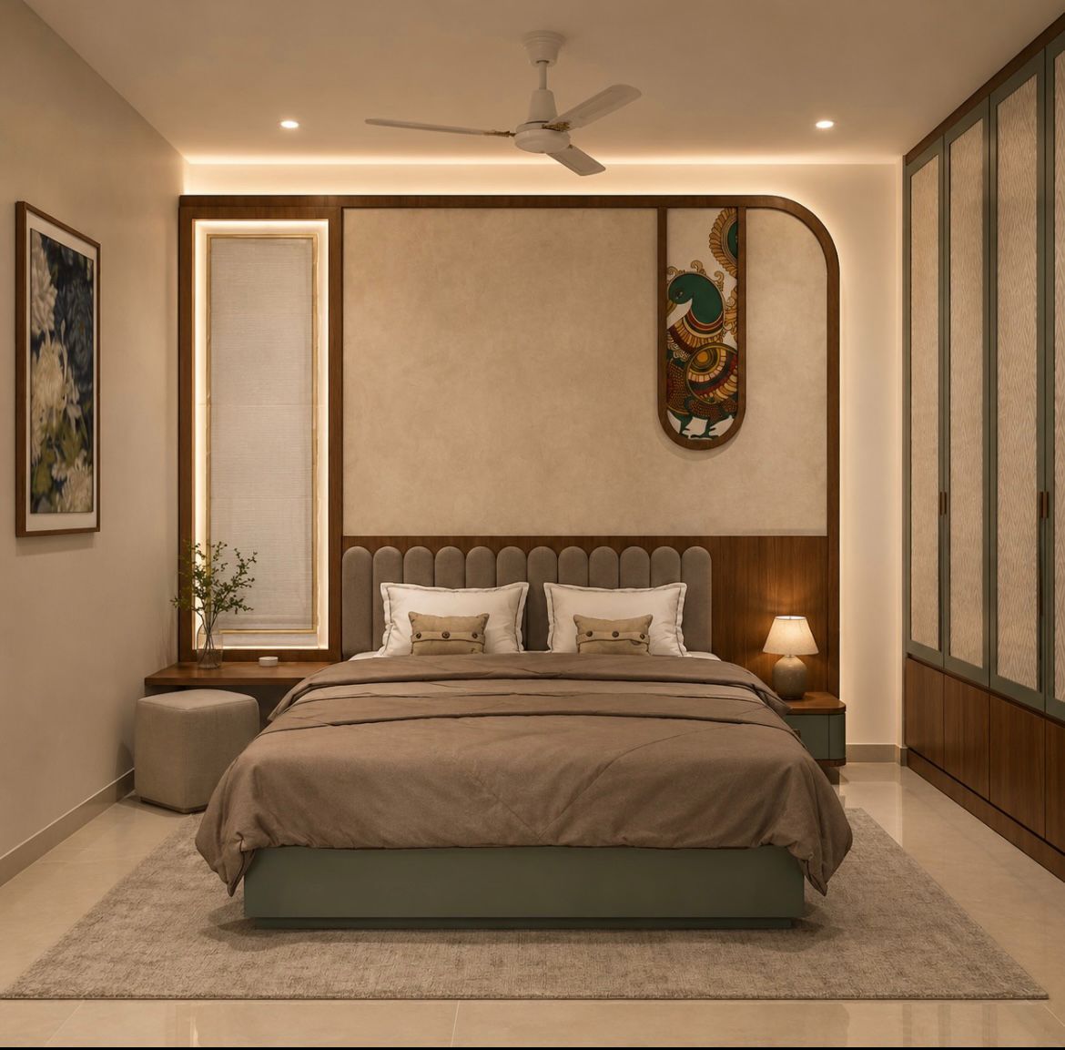 Bedroom — Peacock Art Feature Wall