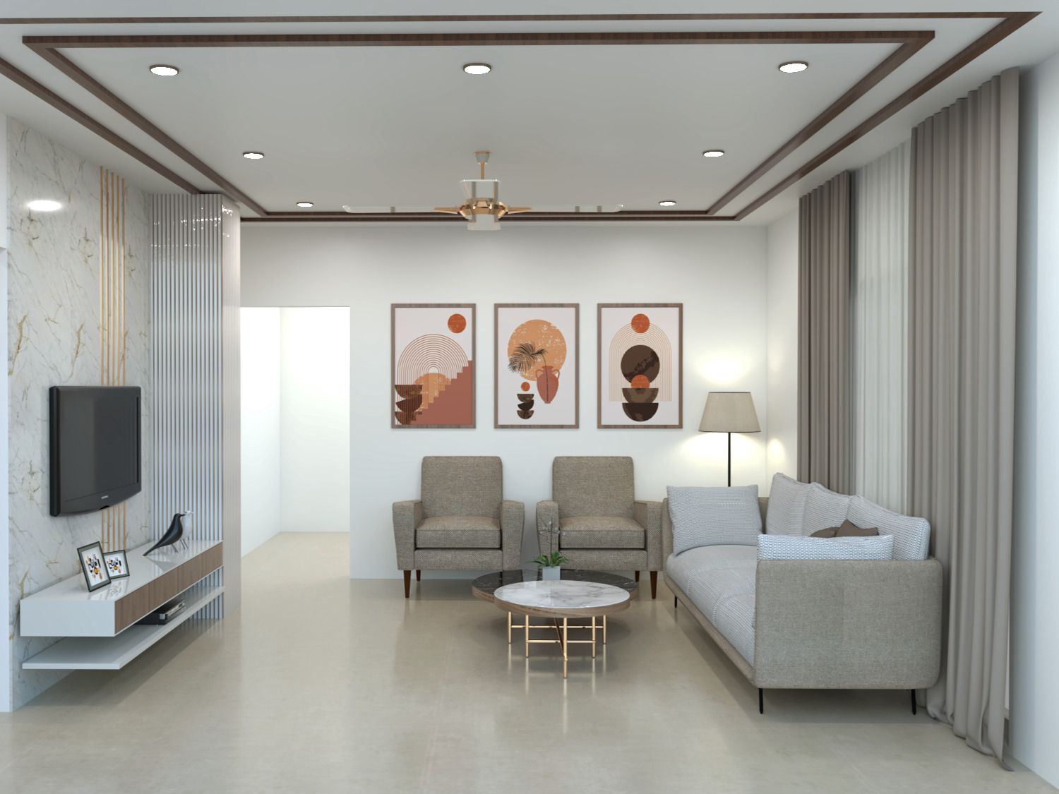 Living Room — Floating Display Shelving