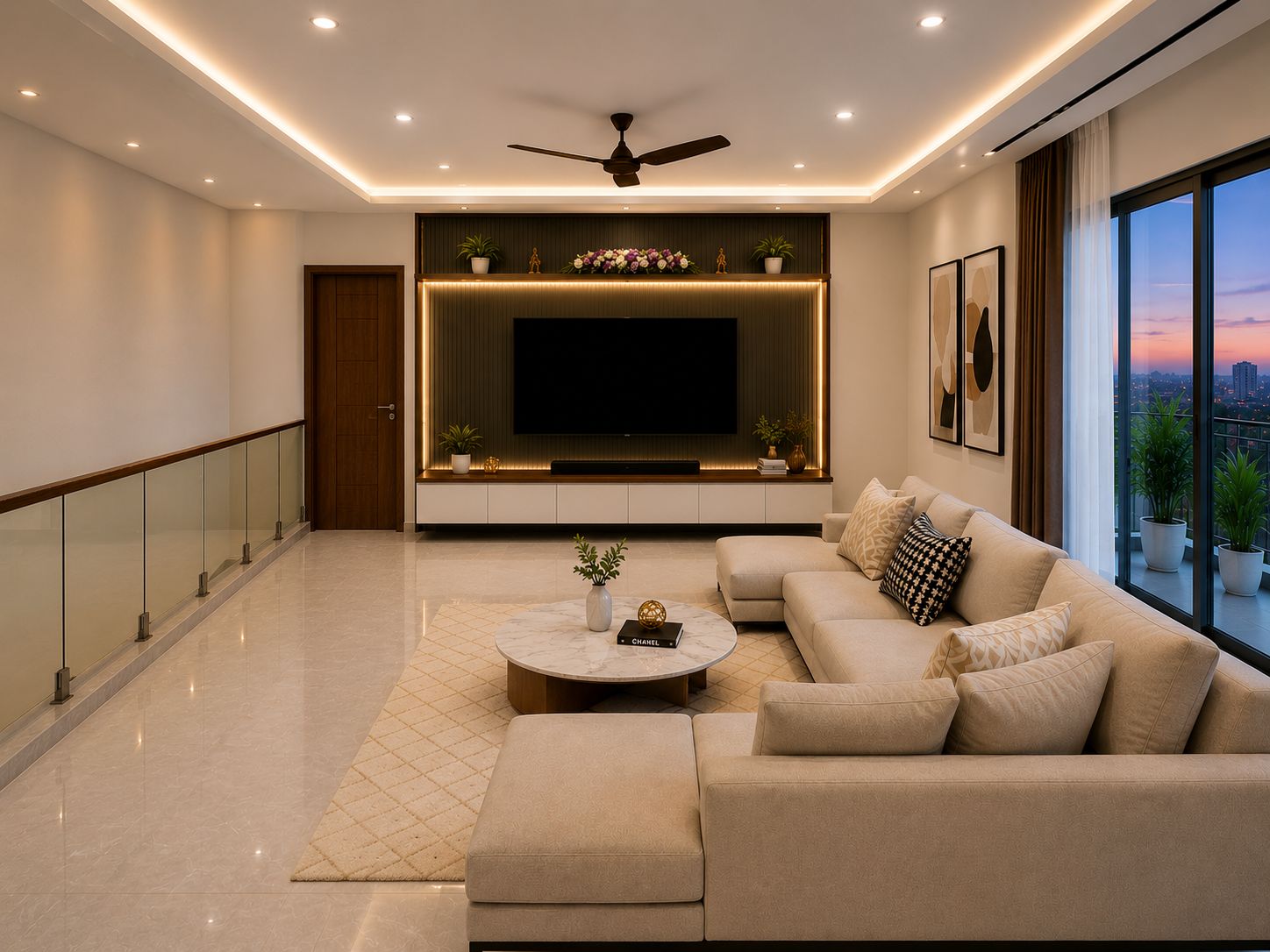 Living Room — Sectional Sofa & TV Wall