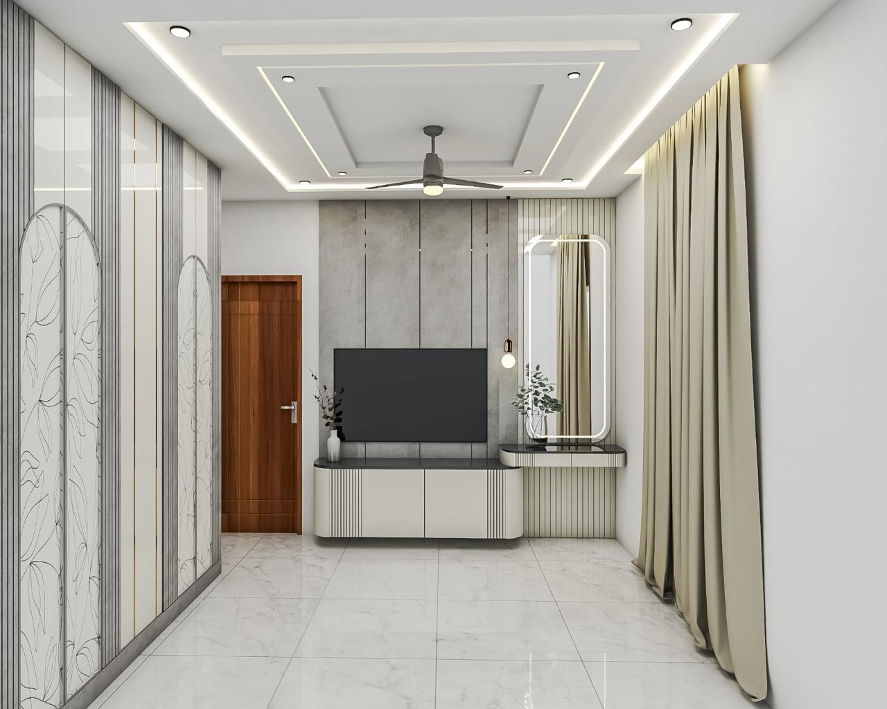 Bedroom — TV Console & Arched Wardrobes